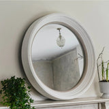 Charles Ted Wilton Raised Portal Mirror | Carved Wooden Wall Mirror – 84cm Round Decorative Mirror for Bedroom, Living Room or Hallway