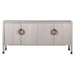 The Zahara white oak sideboard features four doors and is crafted from premium oak and oak veneer and finished in an off white with a fluted detail.
Complete with a gorgeous round handle finished in bronze