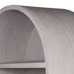 Oak arched cabinet with two shelves and a cupboard