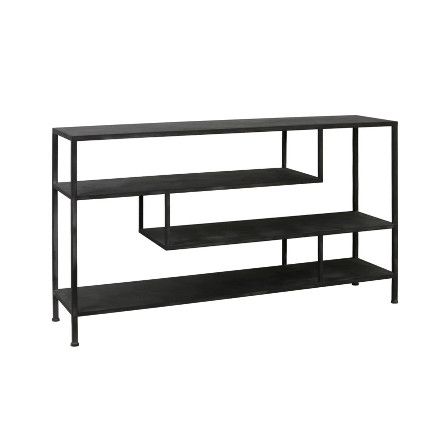 Modern industrial style black console shelving unit