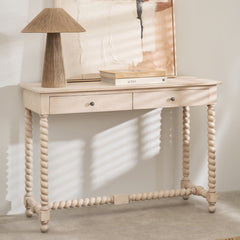 Longbourn Turned Leg Console Table in Natural Acacia Wood