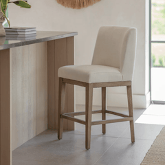 Winslow Linen Counter Stool with Solid Wood Frame