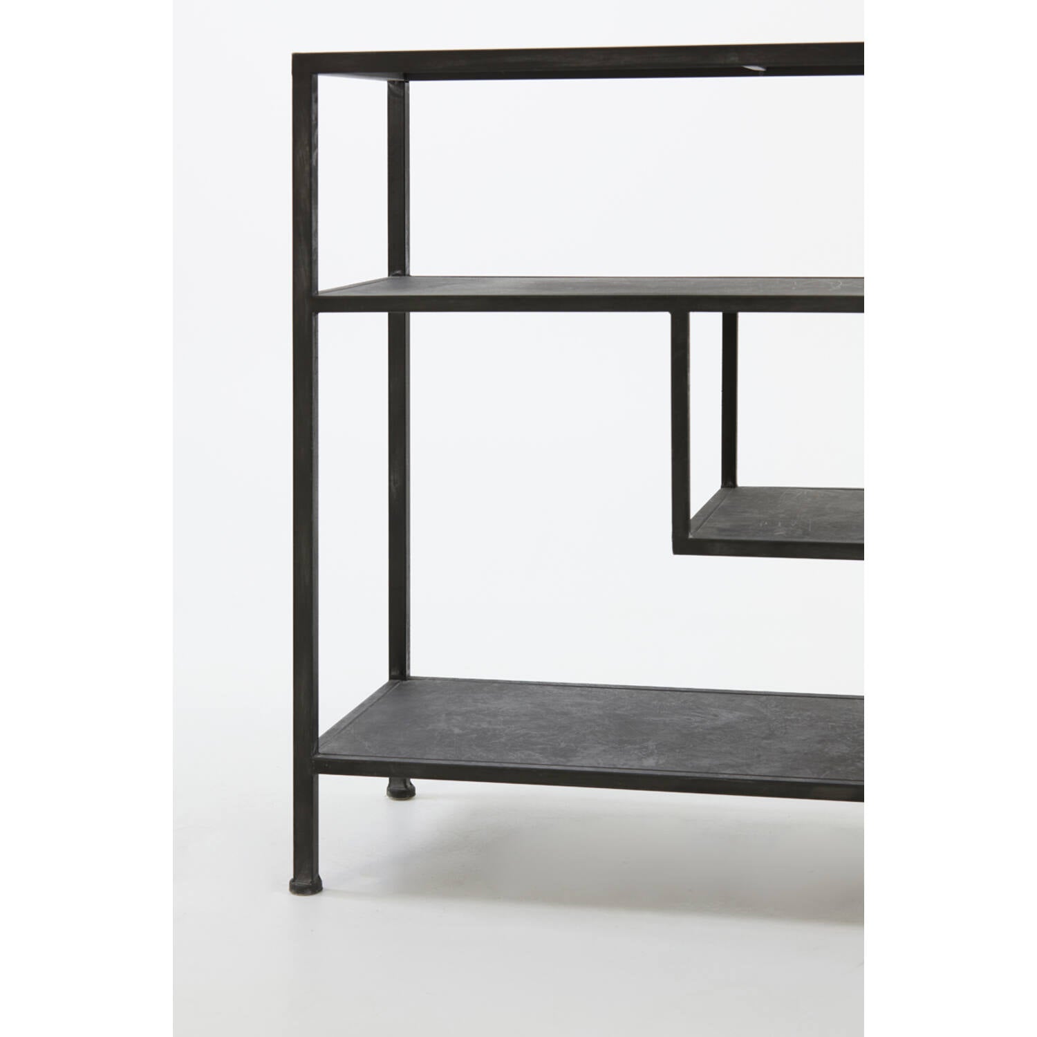 Antique black console table with three shelves