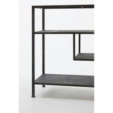 Antique black console table with three shelves