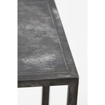 Side view of black console table with shelving