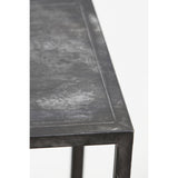 Side view of black console table with shelving