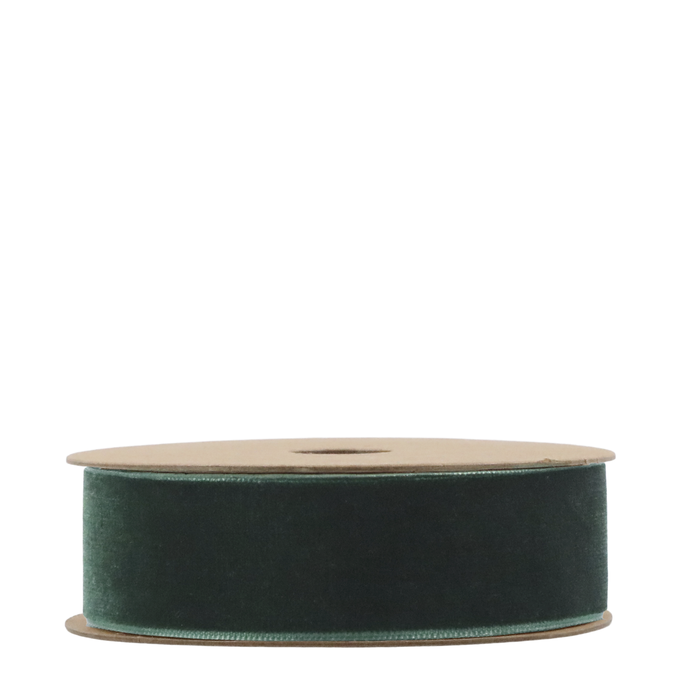 Spool of green ribbon on a white background