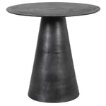 Black metal side table with a conical base