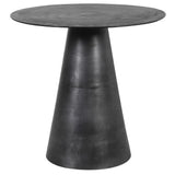 Black metal side table with a conical base