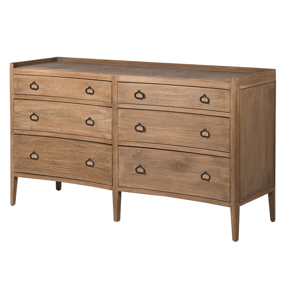 Kendal Bayur Wood Sideboard with six drawers and natural finish