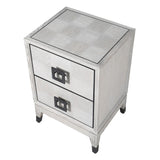 Charles Ted Pasadena Modern Farmhouse Oak Bedside Table with 2 Drawers | Whitewashed Finish