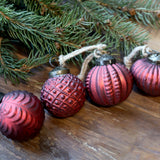 Charles Ted Vintage Red Glass Baubles | Set of 12 Christmas Tree Decorations