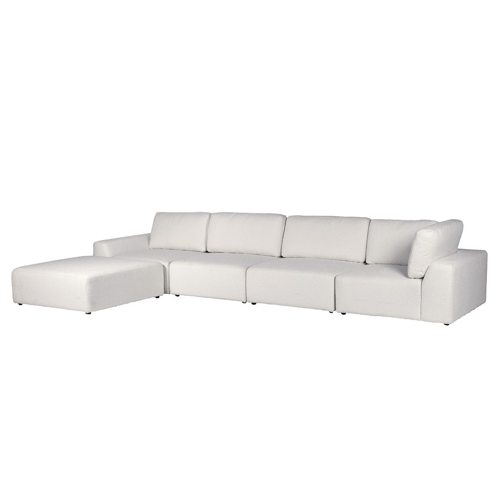 Charles Ted Salzburg White Boucle Sectional Corner Sofa with modular design and deep seating in modern living space