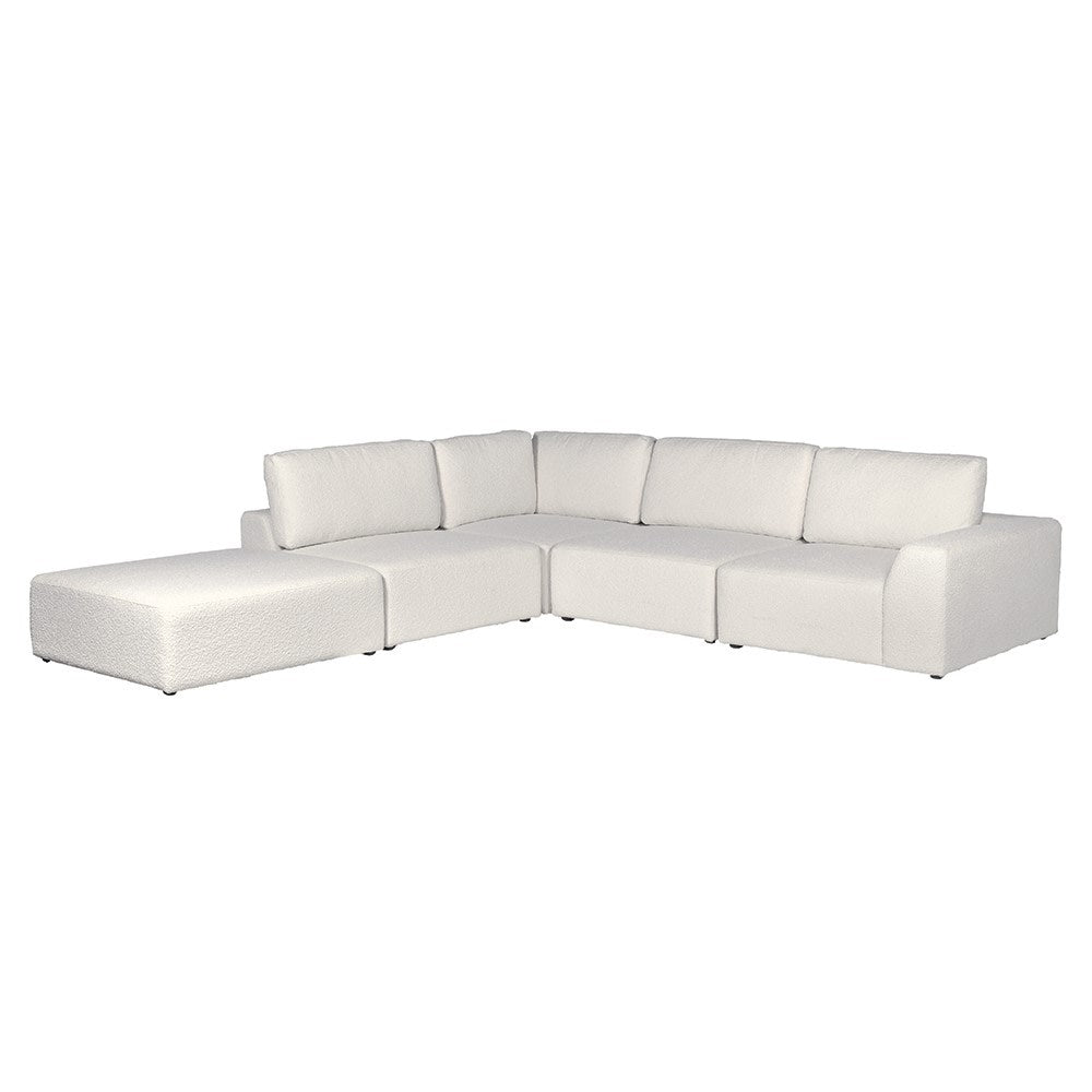 Charles Ted Salzburg White Boucle Sectional Corner Sofa with modular design and deep seating in modern living space
