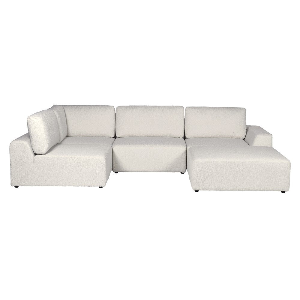 Charles Ted Salzburg White Boucle Sectional Corner Sofa with modular design and deep seating in modern living space