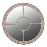 Limewashed Round Window Mirror, featuring a circular design and exquisite limewashed finish