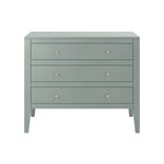 Alton pigeon grey chest of drawers with three drawers tapered legs brass style handles