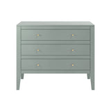 Alton pigeon grey chest of drawers with three drawers tapered legs brass style handles