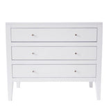 Alton white chest of drawers with three drawers tapered legs brass style handles