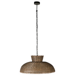 Full view of Caledonia rattan pendant light with hanging black chain