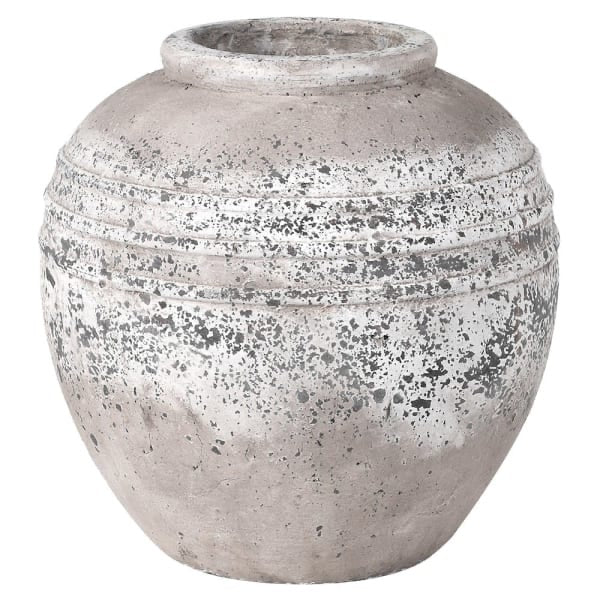 Close-up of Charles Ted Marlowe Stone Pot in natural stone finish