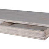 Large acacia wood console table supported by two balustrades