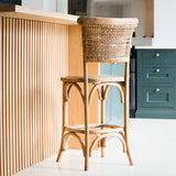 Handcrafted rattan back high chair farmhouse bar stool