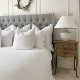 Our Rupert Two Drawer Bedside Table is made from reclaimed, weathered pine.