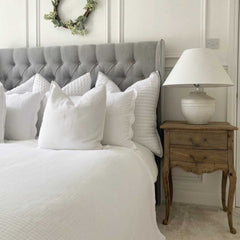 Our Rupert Two Drawer Bedside Table is made from reclaimed, weathered pine.