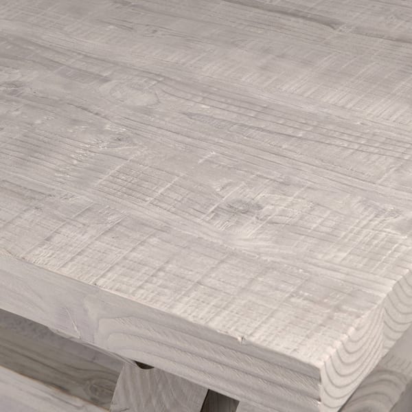 Close-up of Seabreeze recycled pine dining table top with natural grain