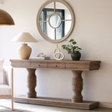 Limewashed Round Window Mirror, featuring a circular design and exquisite limewashed finish