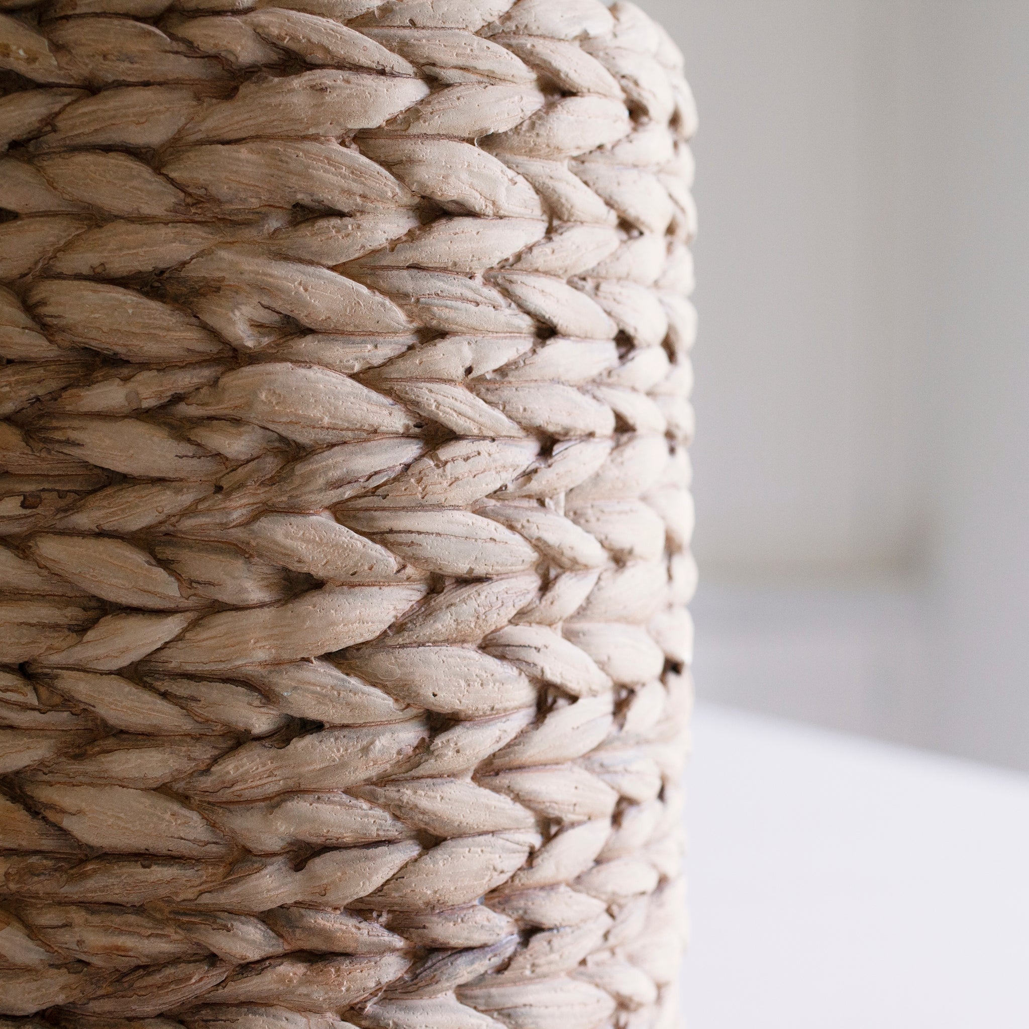 "Close-up of rope effect ceramic base on St Mawes Lamp