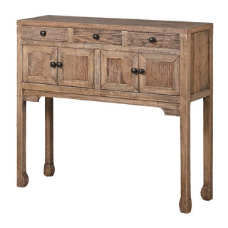 Charles Ted Heritage Rustic Reclaimed Oak Console Table with Drawers & Cabinets - CharlesTed Home