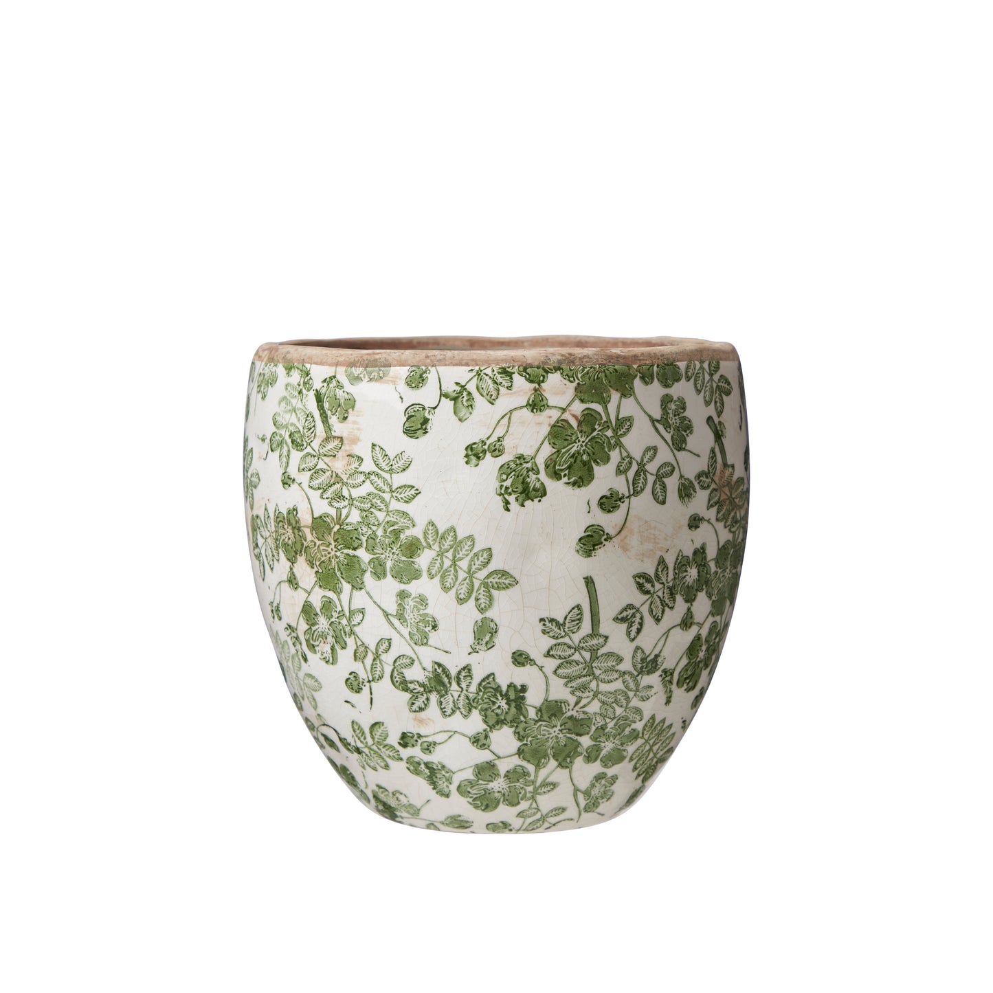 Fern Print Ceramic Pot | Green