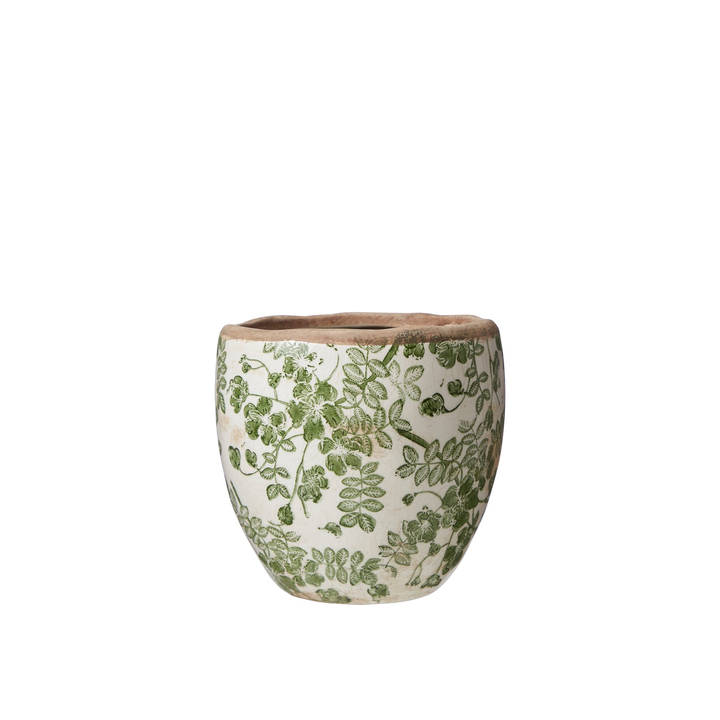 Fern Print Ceramic Pot | Green