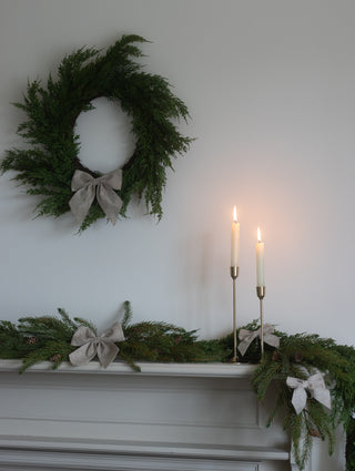 Evergreen cedar pine wreath styled for Christmas by CharlesTed Home