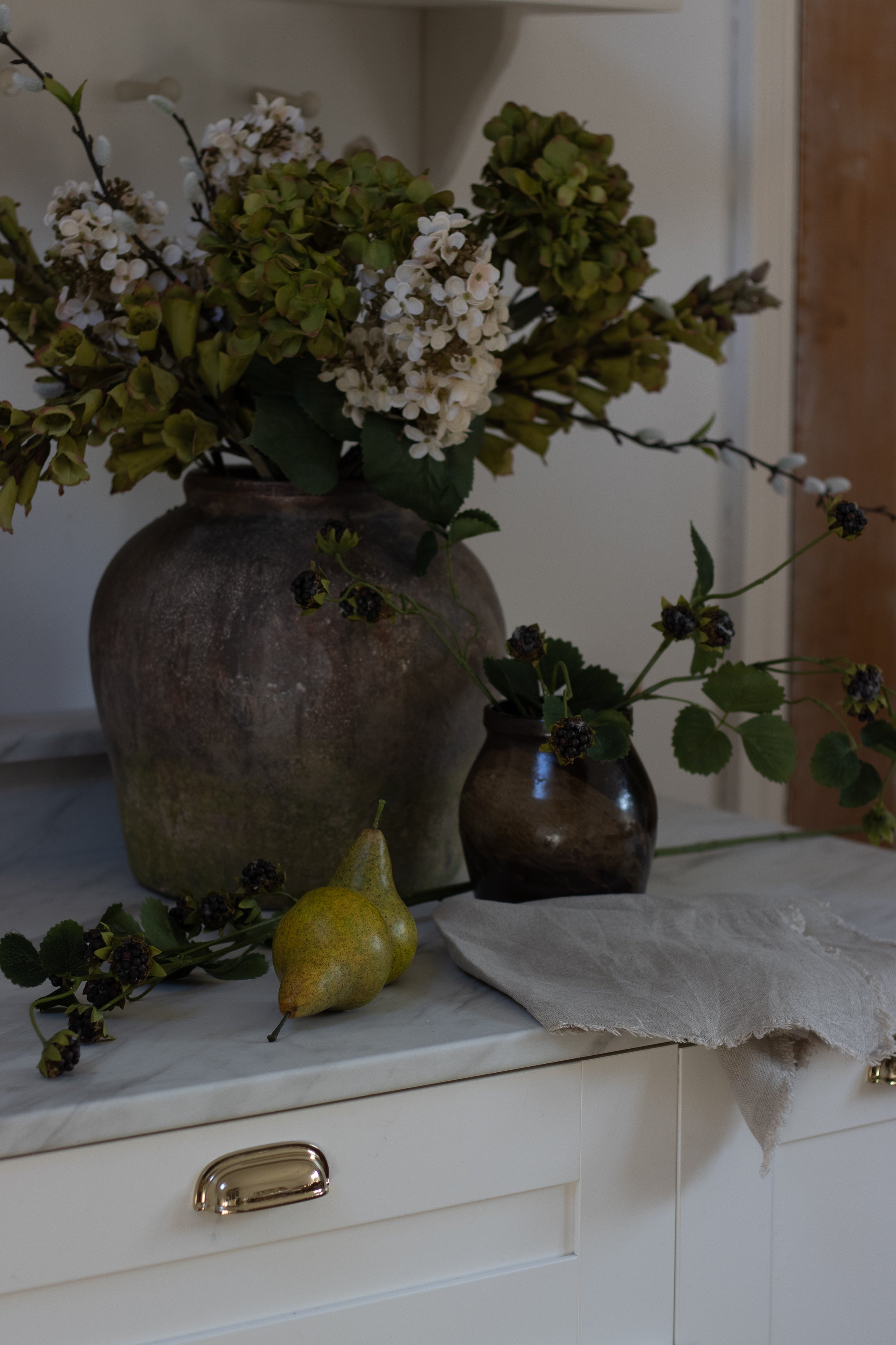 A stunning Hydrangea stem in warm green.