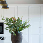 brown stoneware vase with handles