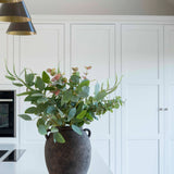 brown stoneware vase with handles