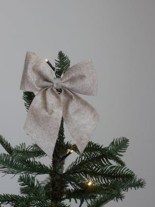 Large linen felt bow as a Christmas tree topper