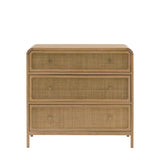 Cheltenham chest of drawers front view with rattan drawer panels