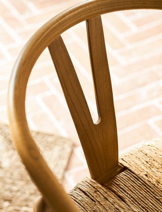 Hatherop natural ash wishbone bar stool with seagrass seat, view 4