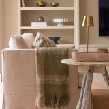 Olive Green Checked Throw