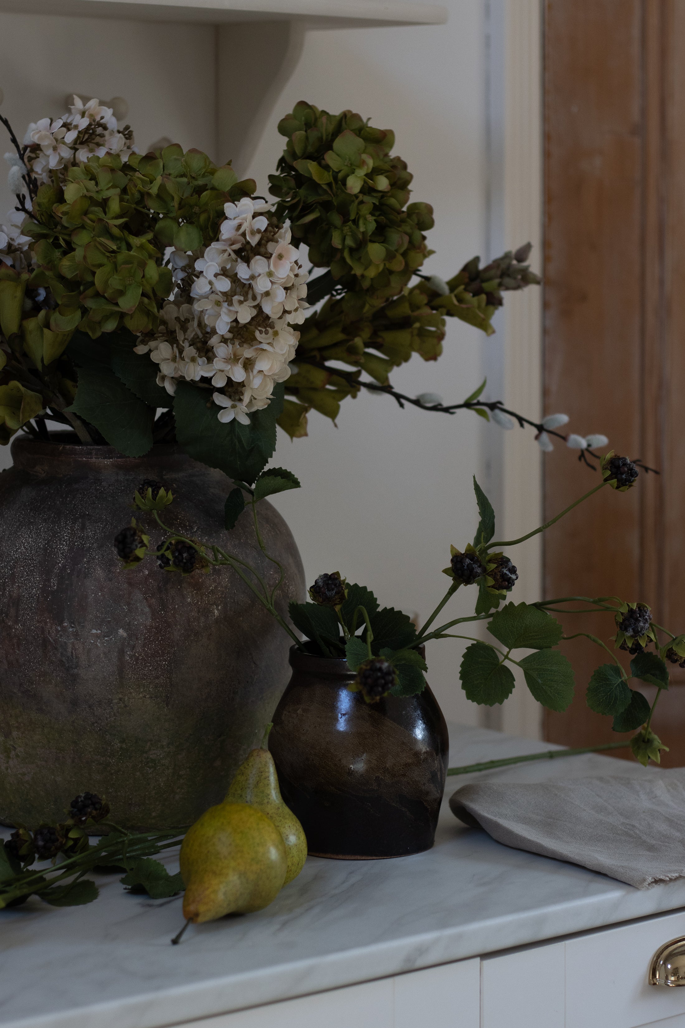 A stunning Hydrangea stem in warm cream and brown.