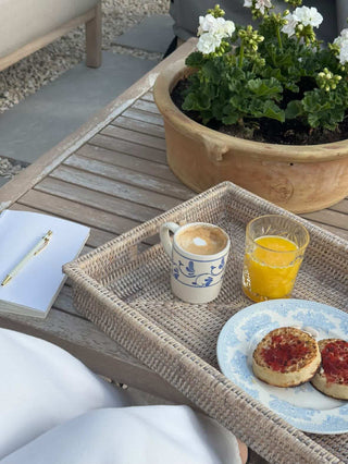 CharlesTed Home Kempsford Rattan Tray Natural White Wash | Available in Two Sizes
