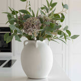 White terracotta vase with handles