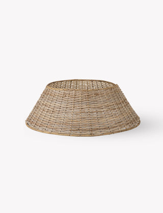 Winterbourne grey rattan Christmas tree skirt on a plain background