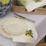 Charles Ted Embroidered White Cotton Table Napkins with Lemon Design | Set of 4