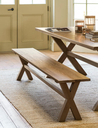 Didbrook solid oak dining bench in a white-wash finish