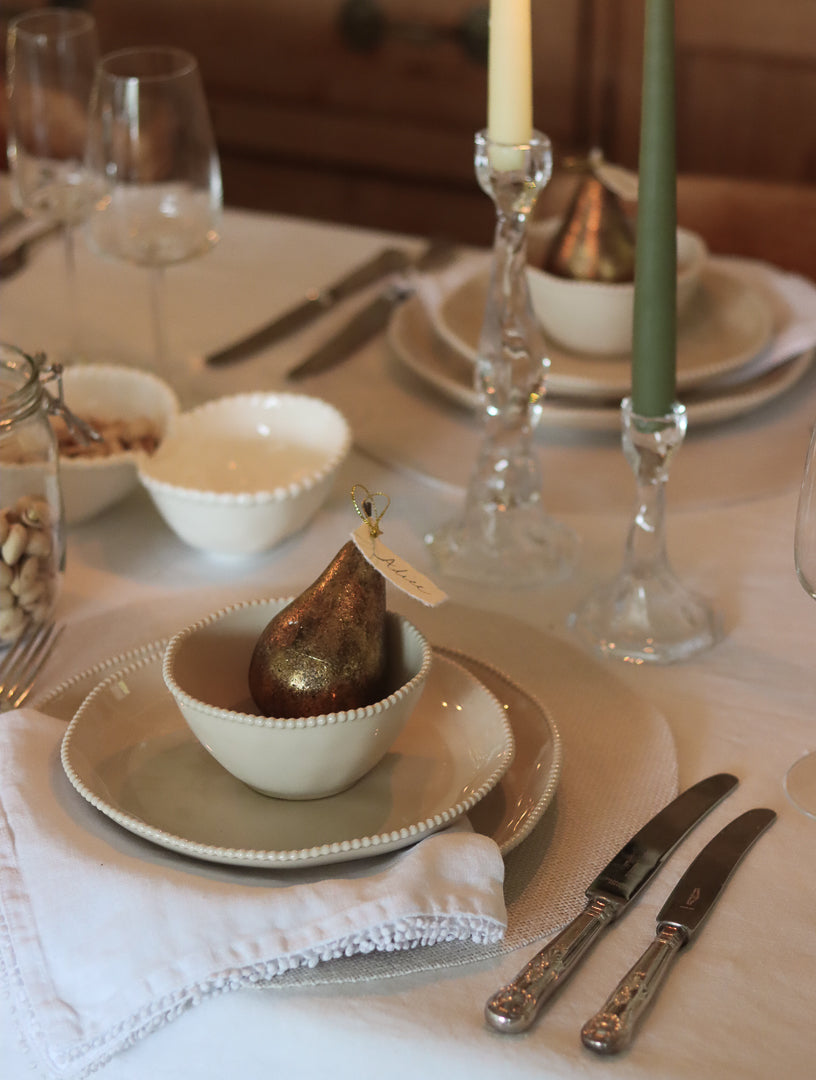 Chesil 12 Piece Beaded Edge Dinner Set | Taupe Earthenware